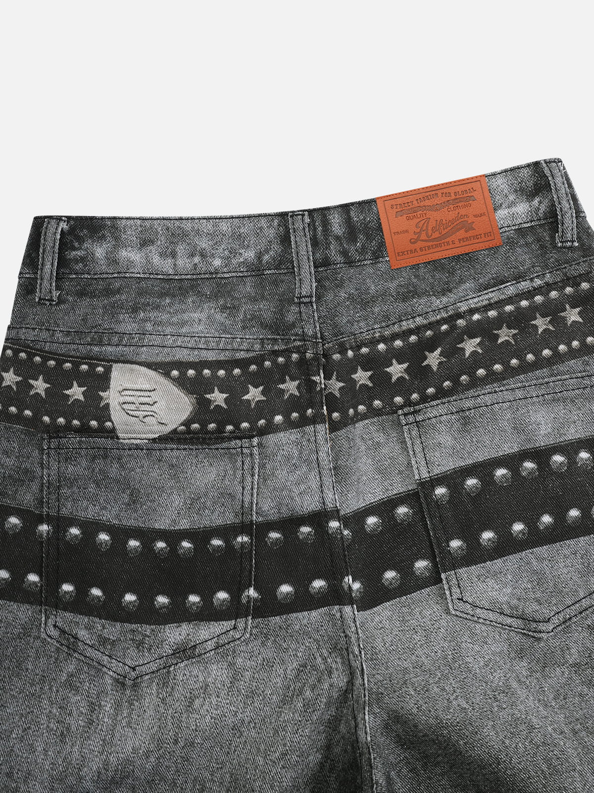 Aelfric Eden Belt Graphic Baggy Barrel Jeans - Image 4