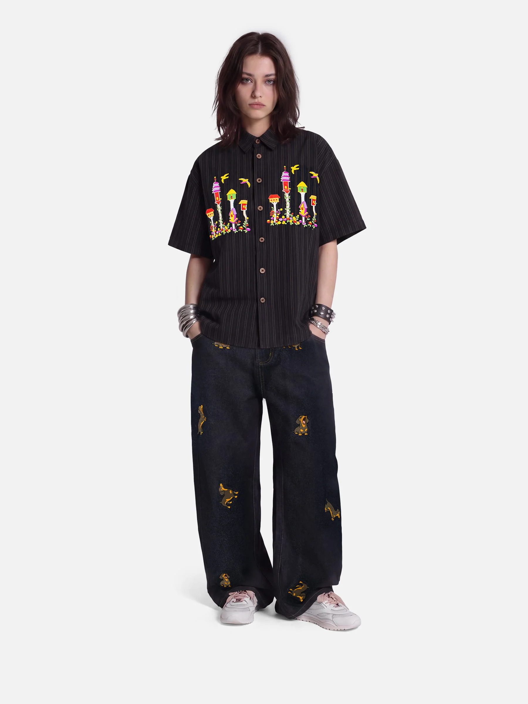 Aelfric Eden Birdhouse Embroidery Short Sleeve Shirt