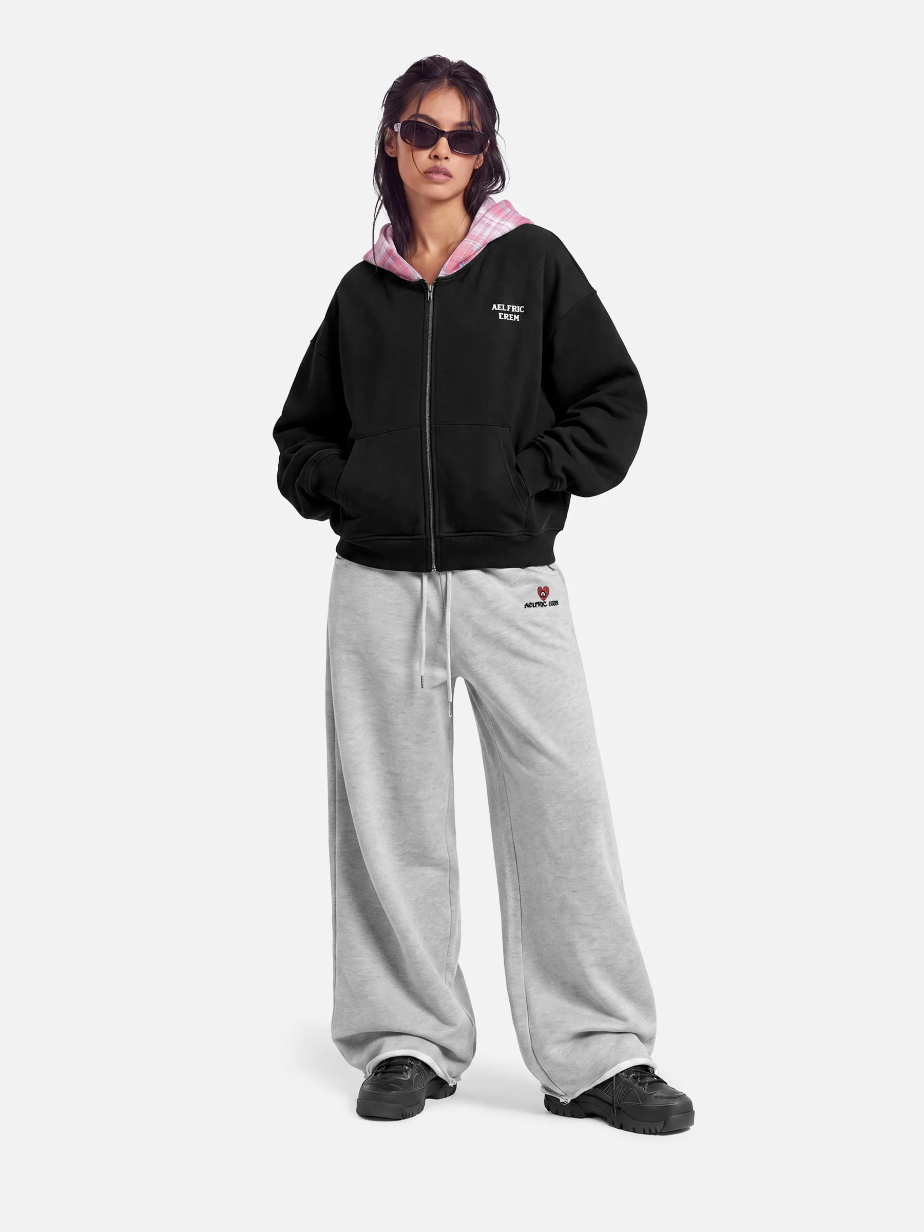 Aelfric Eden Boxy Plaid Hood Zip Up Hoodie - Image 3