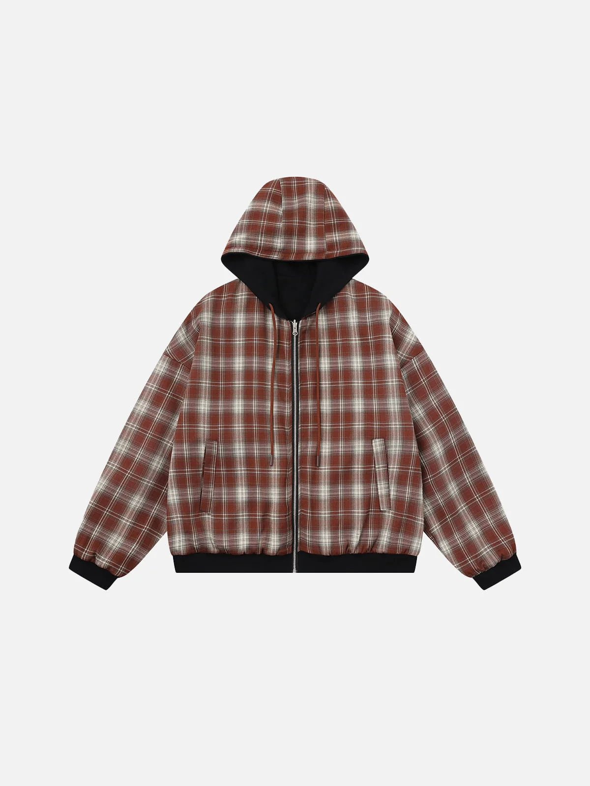 Aelfric Eden Boxy Reversible Plaid Zip Up Hoodie - Image 11