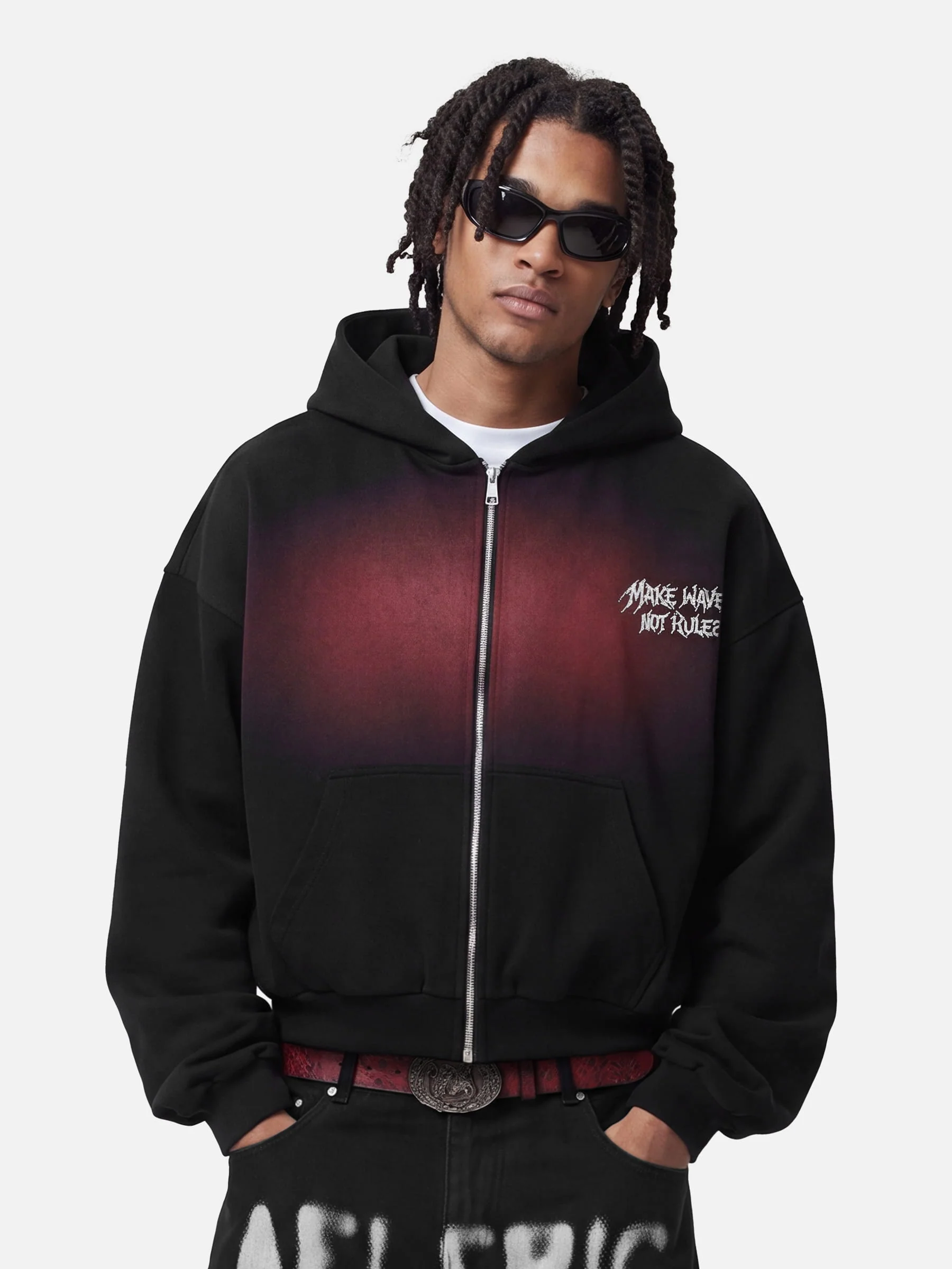 Aelfric Eden Boxy Rhinestone Zip Up Hoodie - Image 3