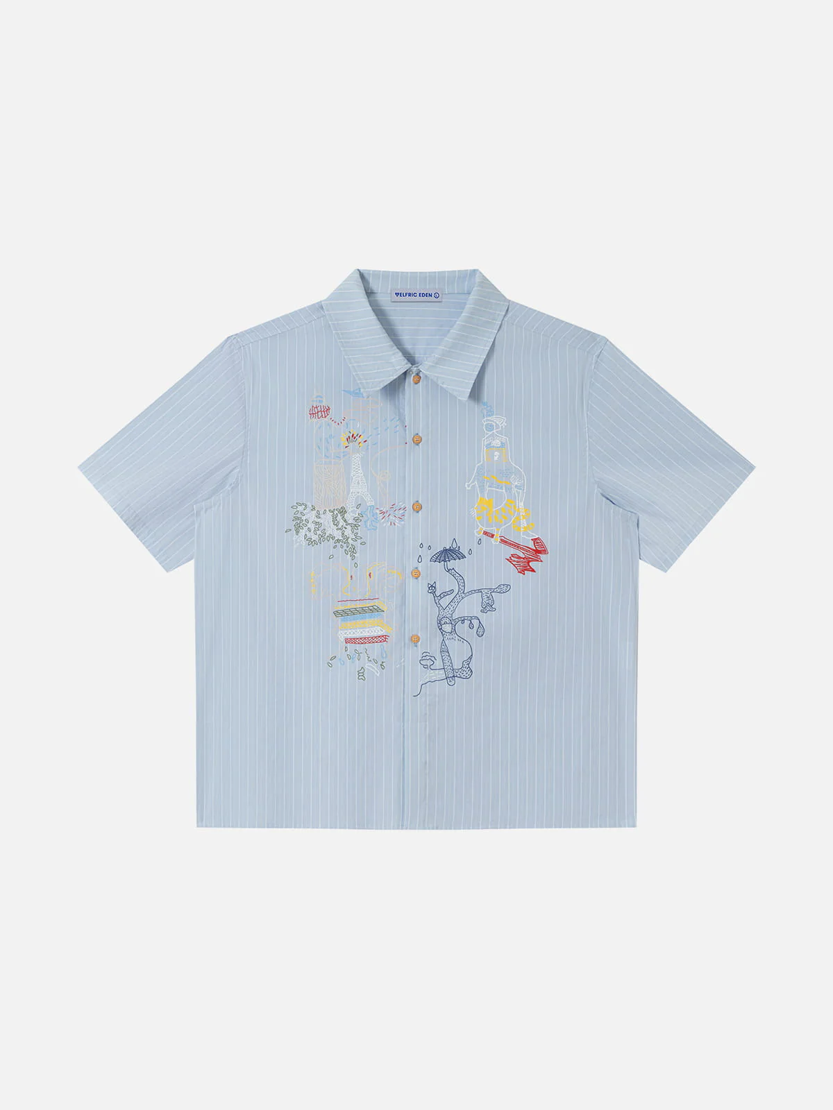 Aelfric Eden Boxy Stripe Embroidery Short Sleeve Shirt - Image 3