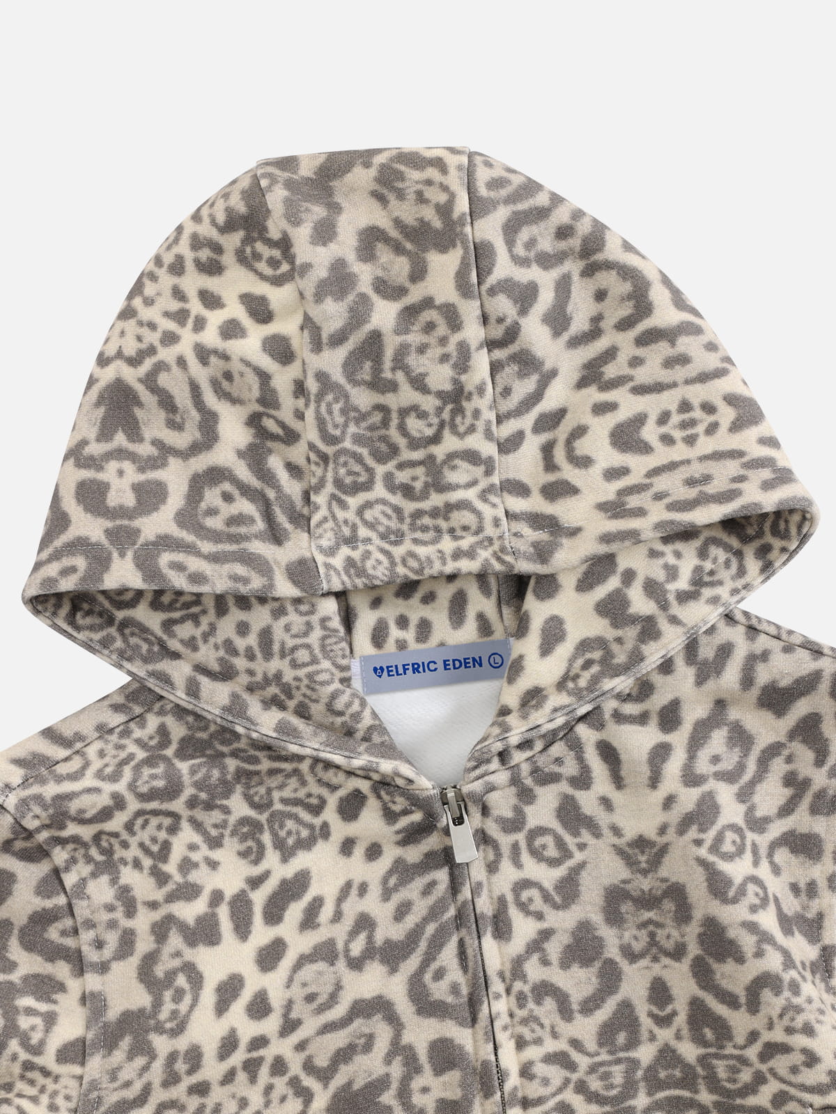 Aelfric Eden Cropped Leopard Zip Up Hoodie - Image 3