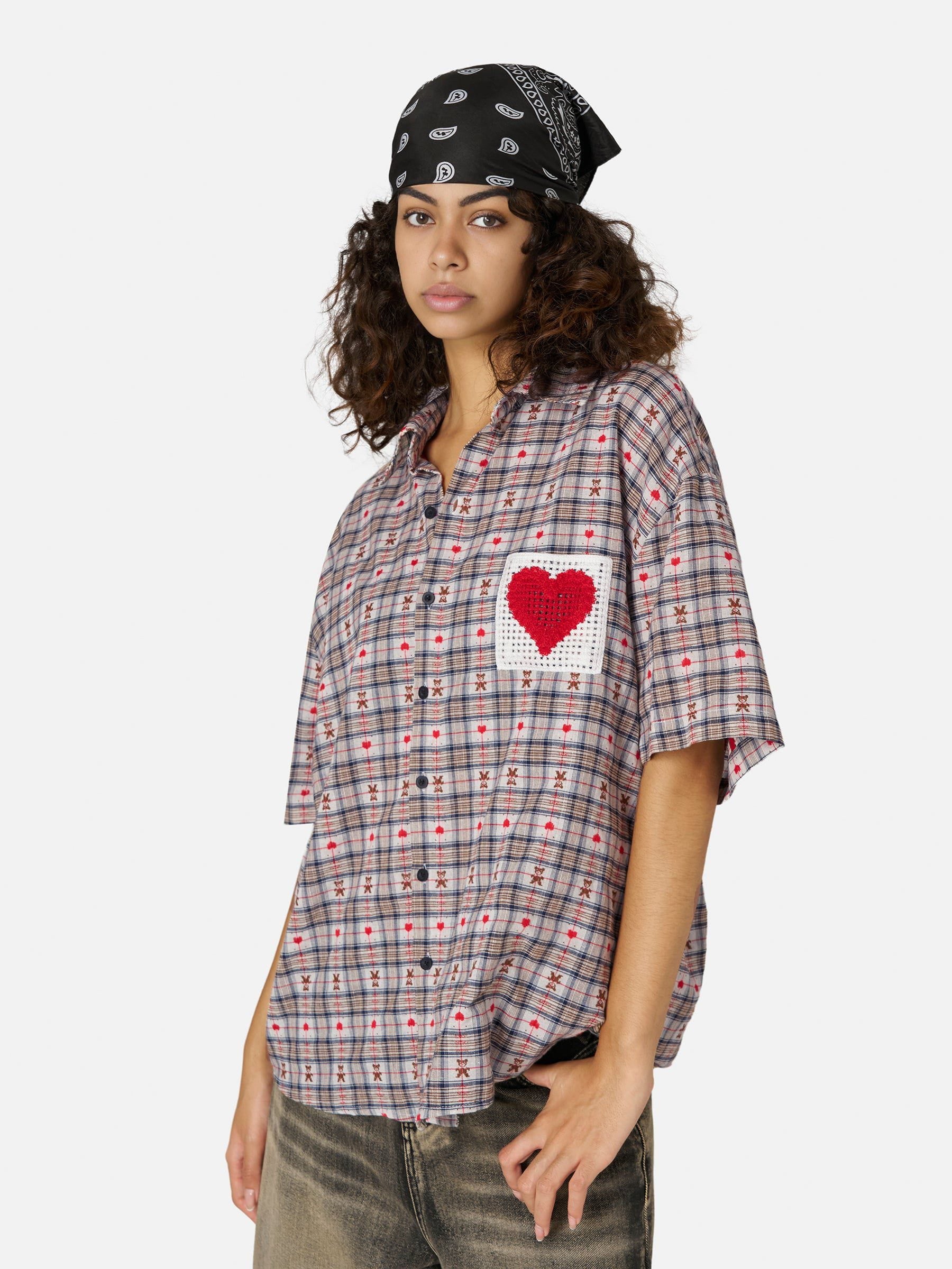 Aelfric Eden Crochet Heart Pocket Plaid Shirt - Image 4