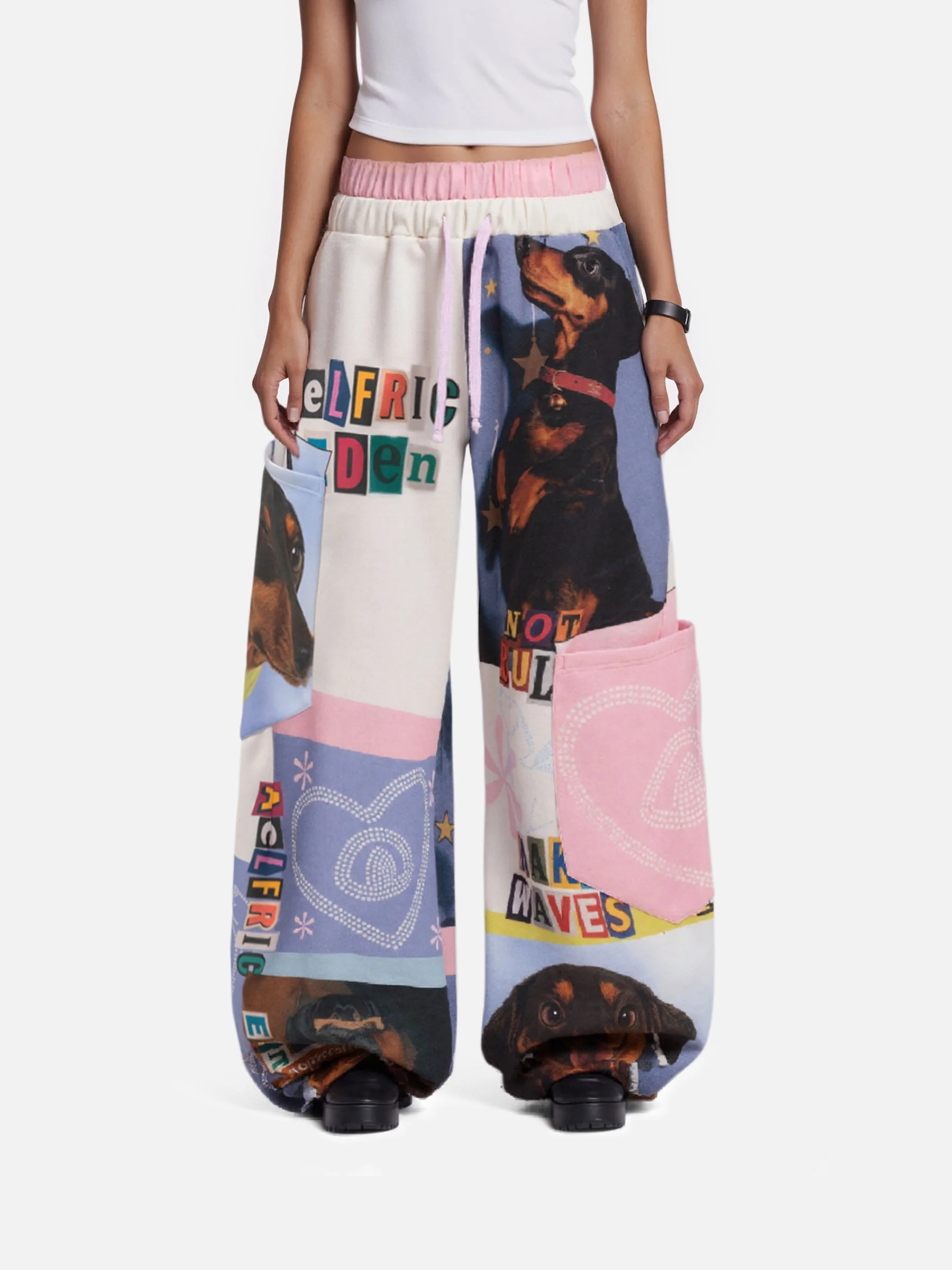 Aelfric Eden Dachshund Collage Double Waist Baggy Sweatpants - Image 3