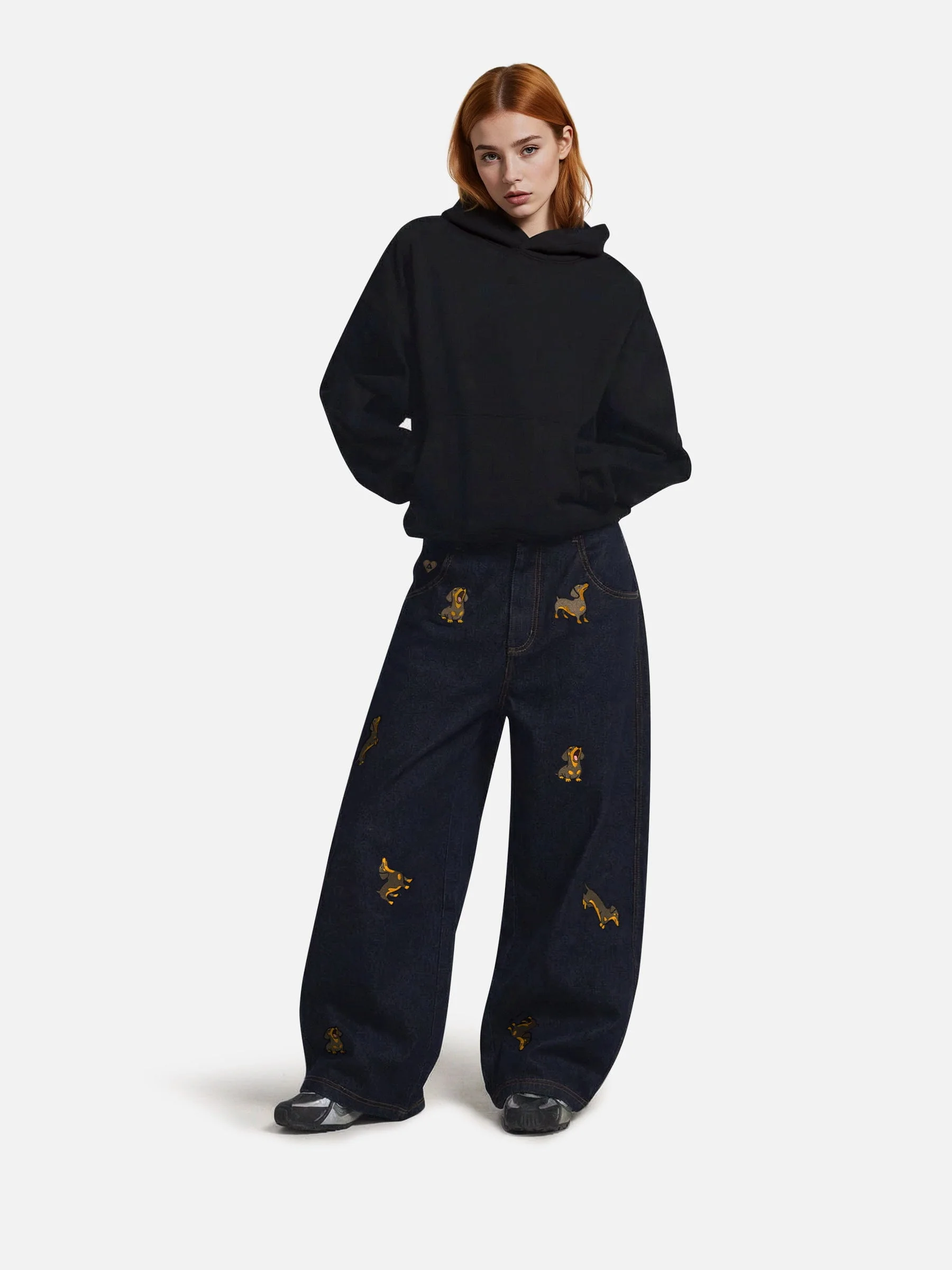 Aelfric Eden Dachshund Embroidered Baggy Jeans - Image 5