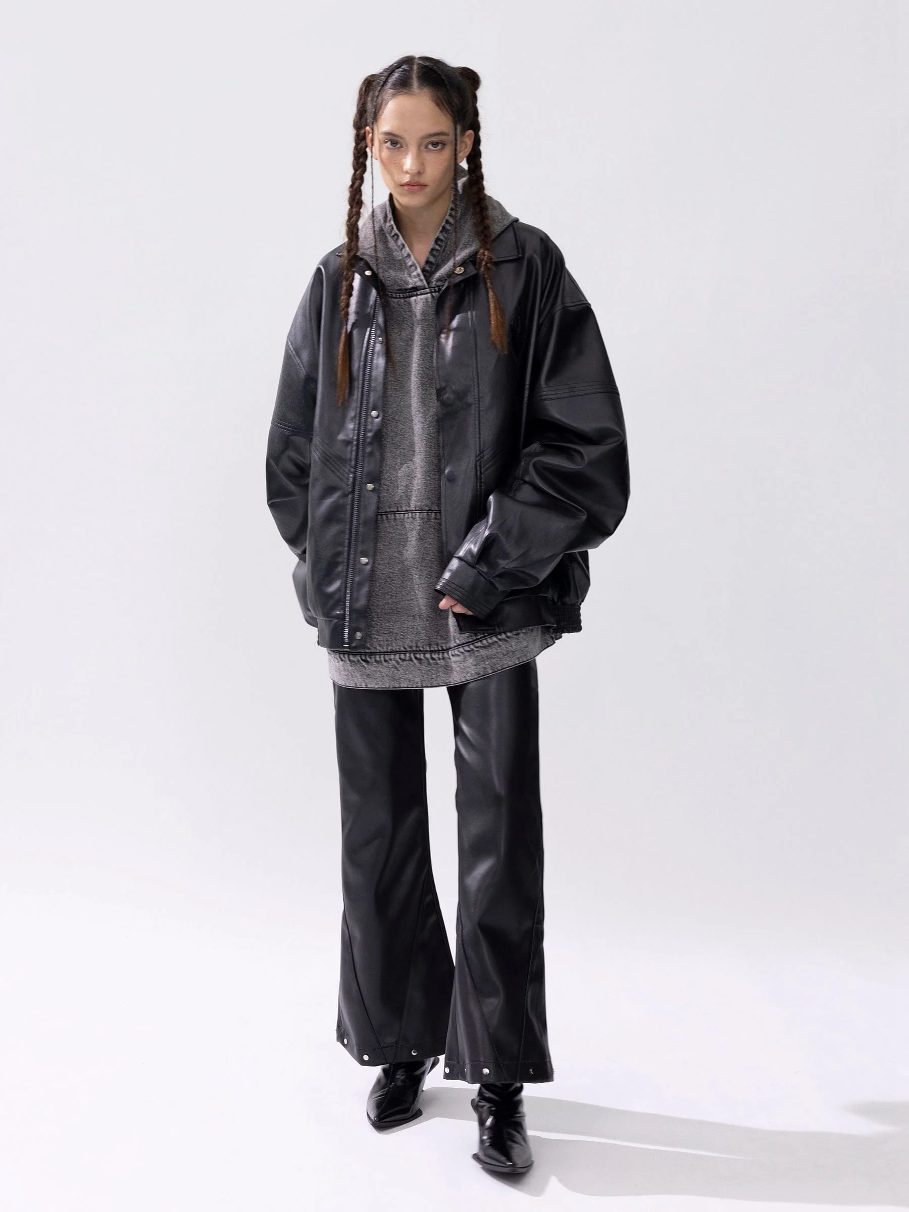 Aelfric Eden Faux Leather Zip Up Jacket - Image 4