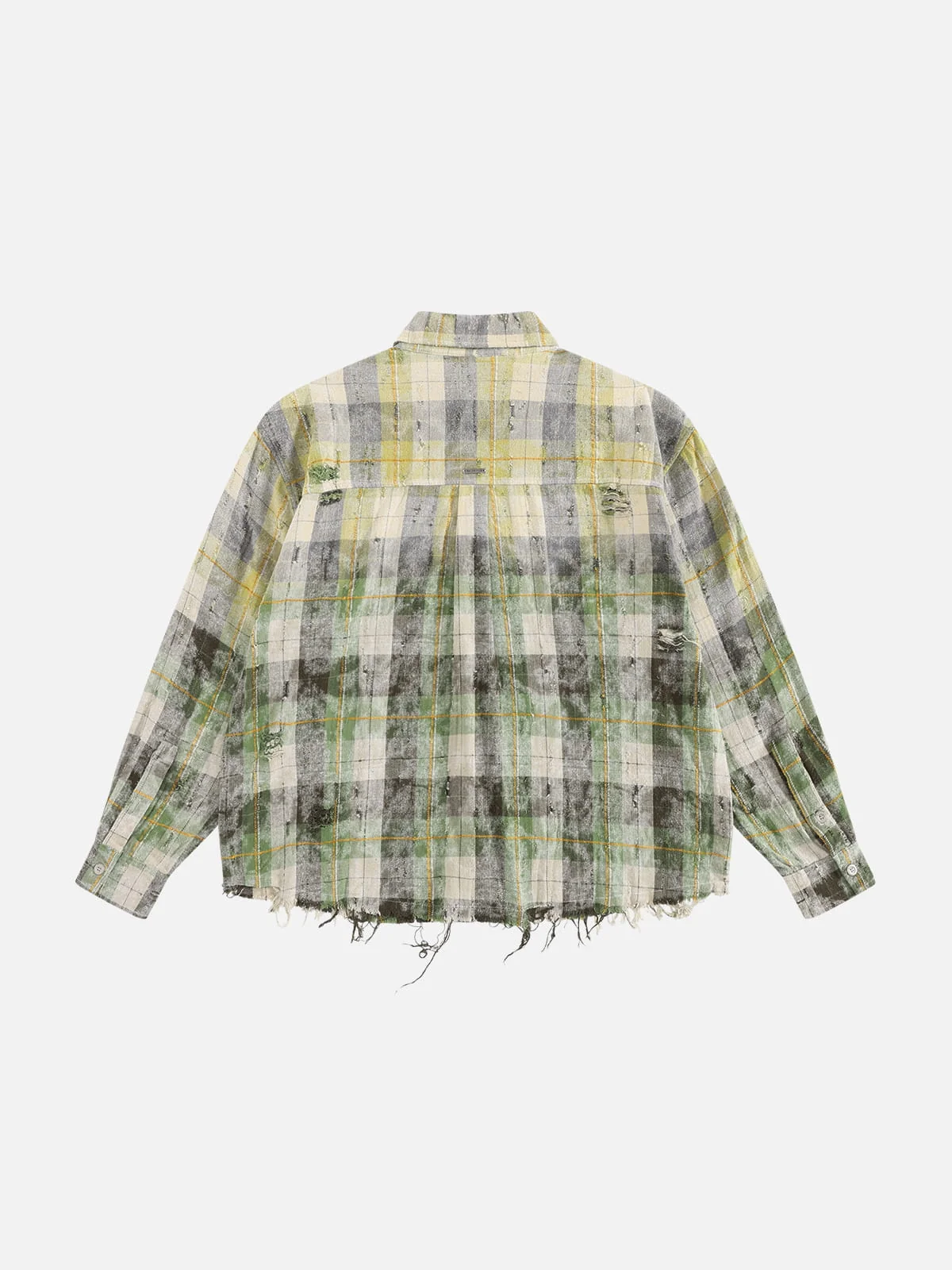 Aelfric Eden Distressed Plaid Long Sleeve Shirt - Image 3