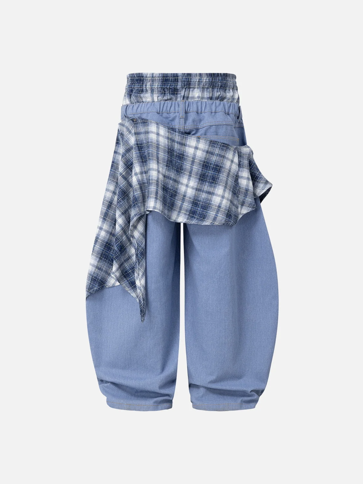 Aelfric Eden Double Waist Plaid Baggy Barrel Jeans - Image 2