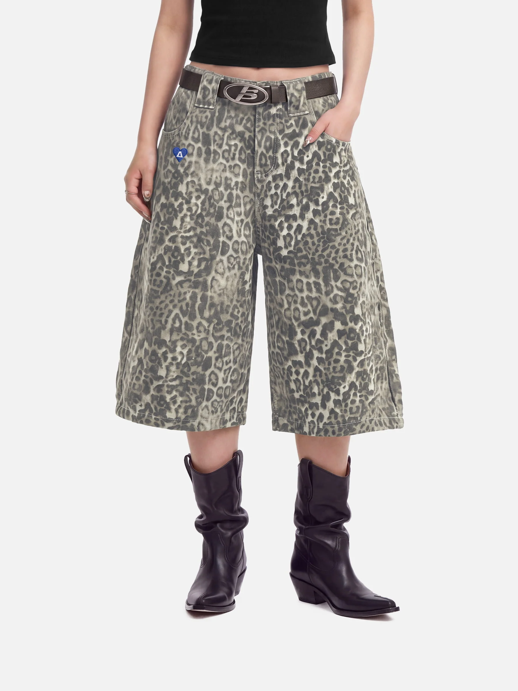 Aelfric Eden Leopard Print Longline Jorts - Image 4