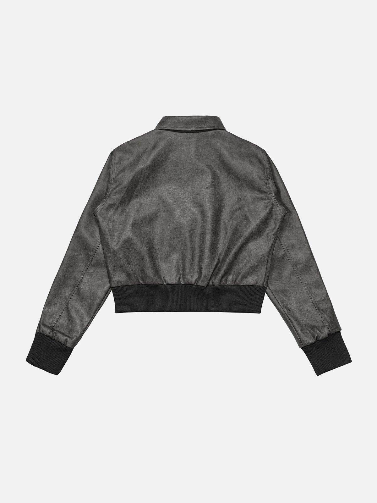 Aelfric Eden Metal Button Cropped Faux Leather Jacket - Image 3