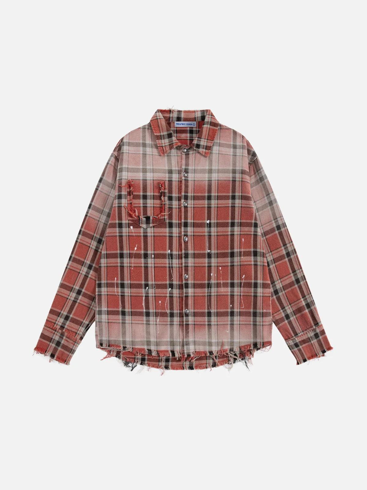 Aelfric Eden Plaid Distressed Long Sleeve Shirt - Image 5
