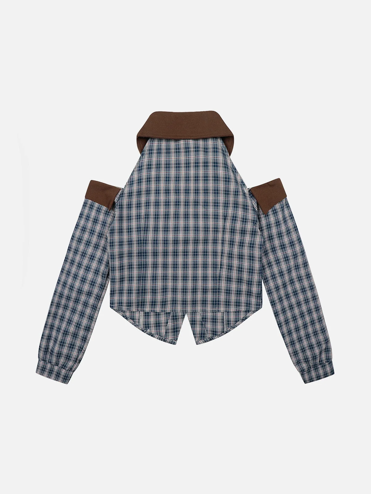 Aelfric Eden Plaid Tie Cropped Long Sleeve Shirt - Image 3