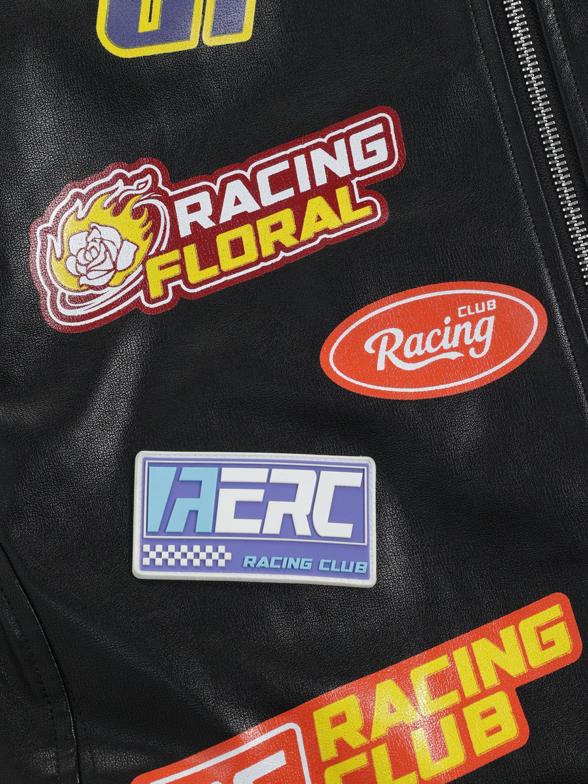 Aelfric Eden Racing Logo Patches Faux Leather Jacket - Image 5