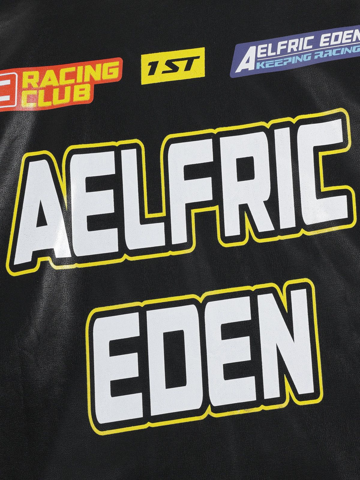 Aelfric Eden Racing Logo Patches Faux Leather Jacket - Image 7