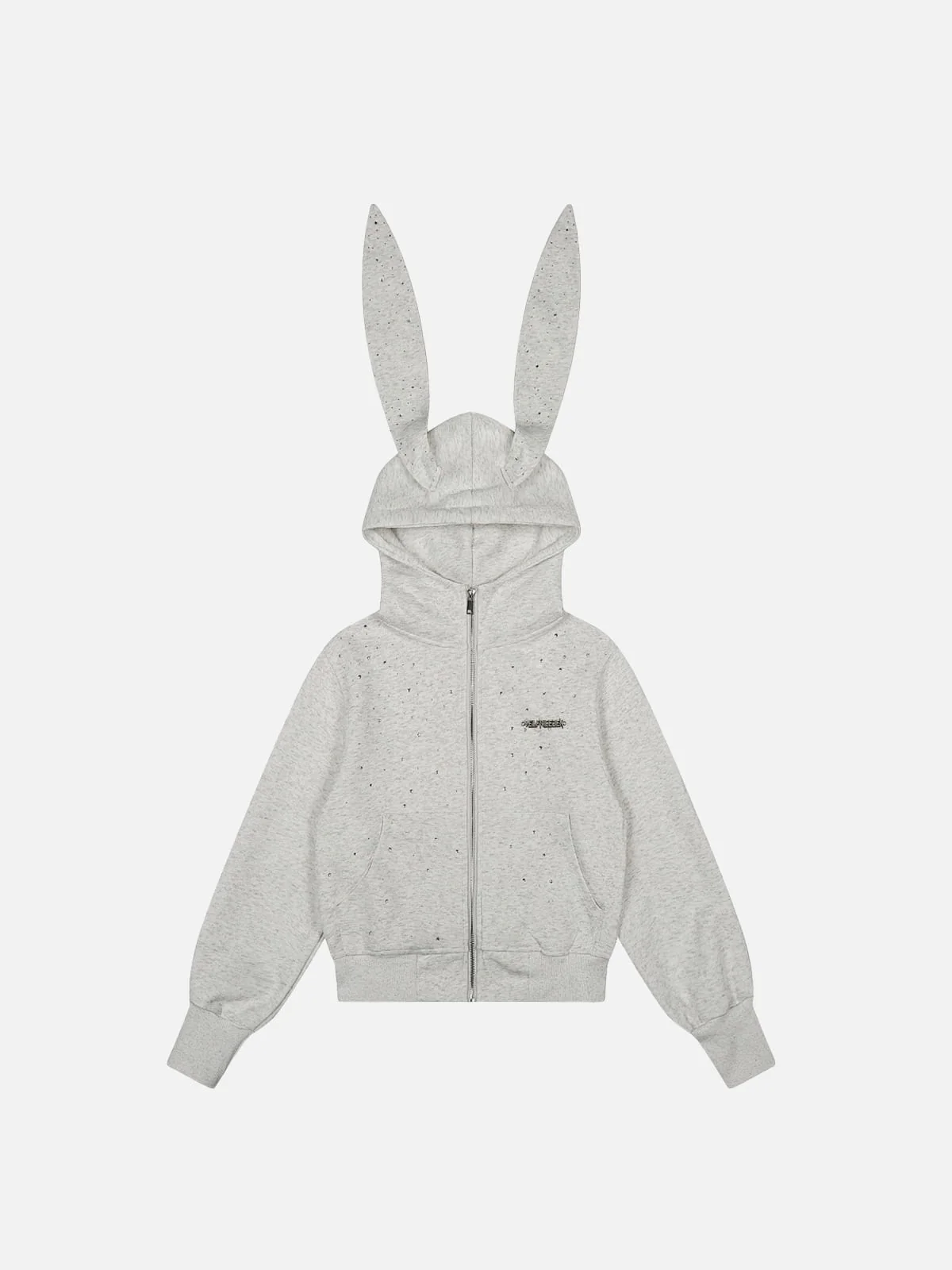 Aelfric Eden Rhinestone Bunny Ear Cropped Zip Up Hoodie