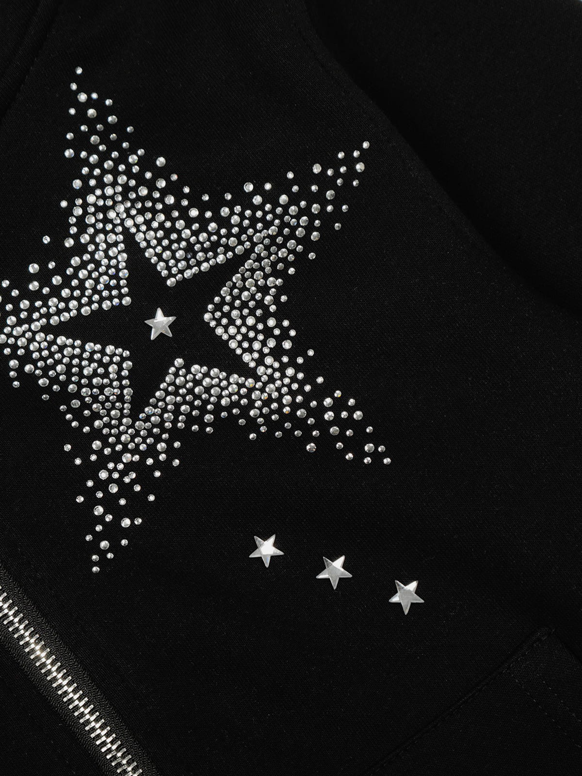 [Pre-Order] Aelfric Eden Rhinestone Star Zip Up Hoodie - Image 3