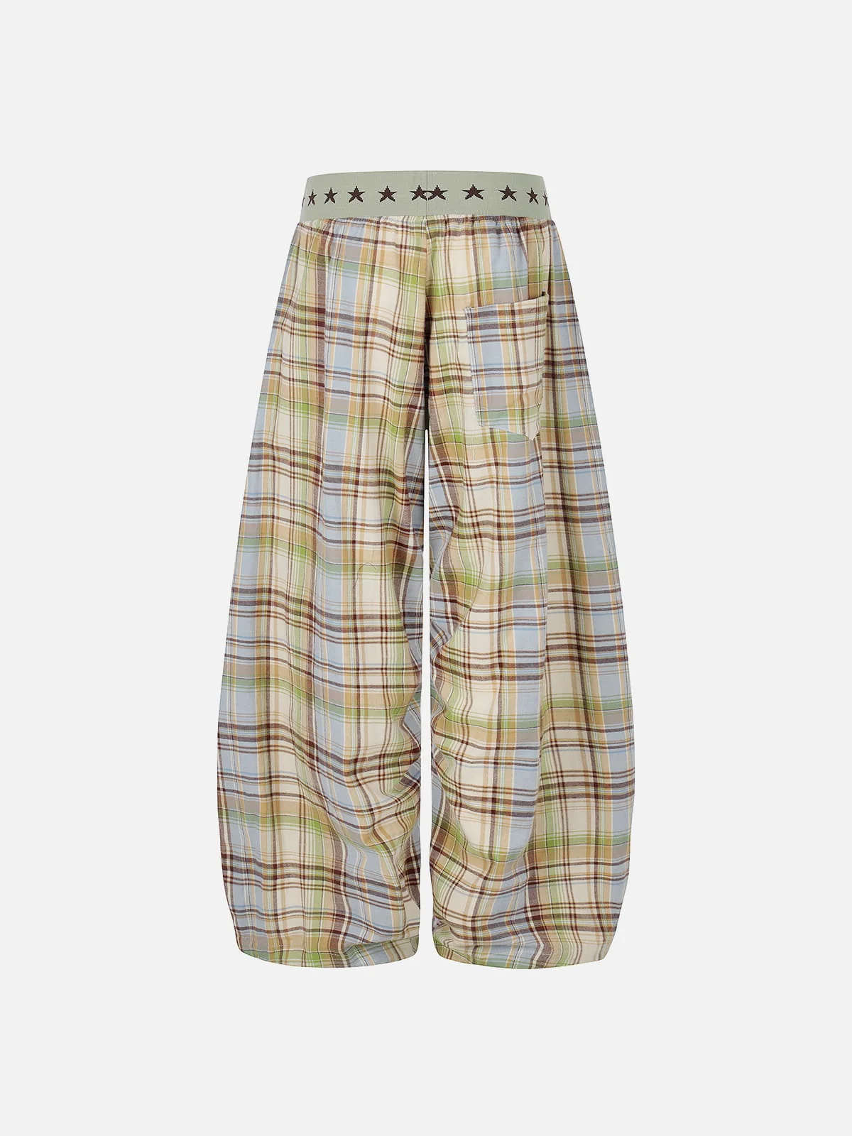 Aelfric Eden Star Waist Plaid Baggy Barrel Pants - Image 2