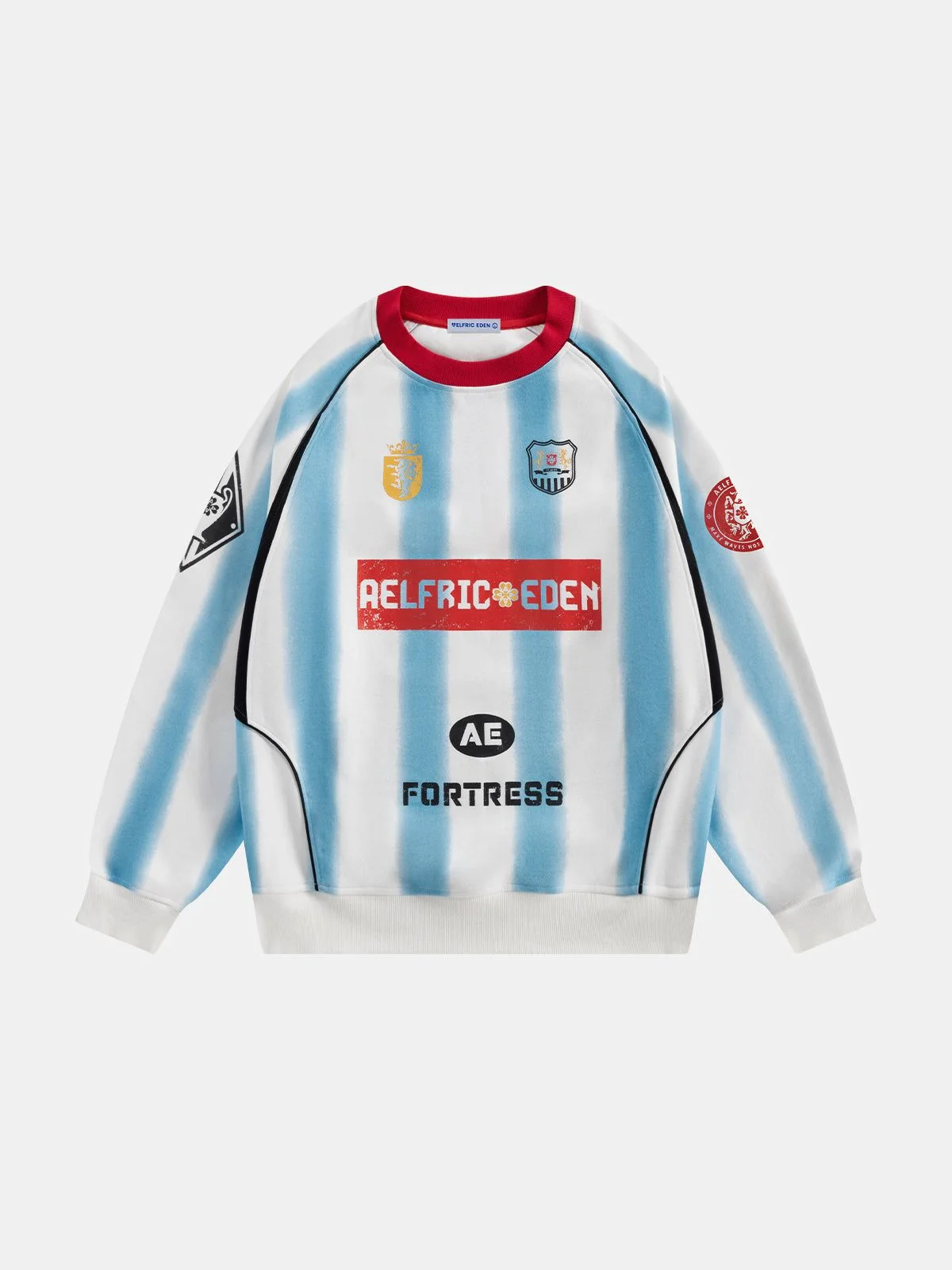 Aelfric Eden 77 Stripe Patchwork Print Sweatshirt - Image 4