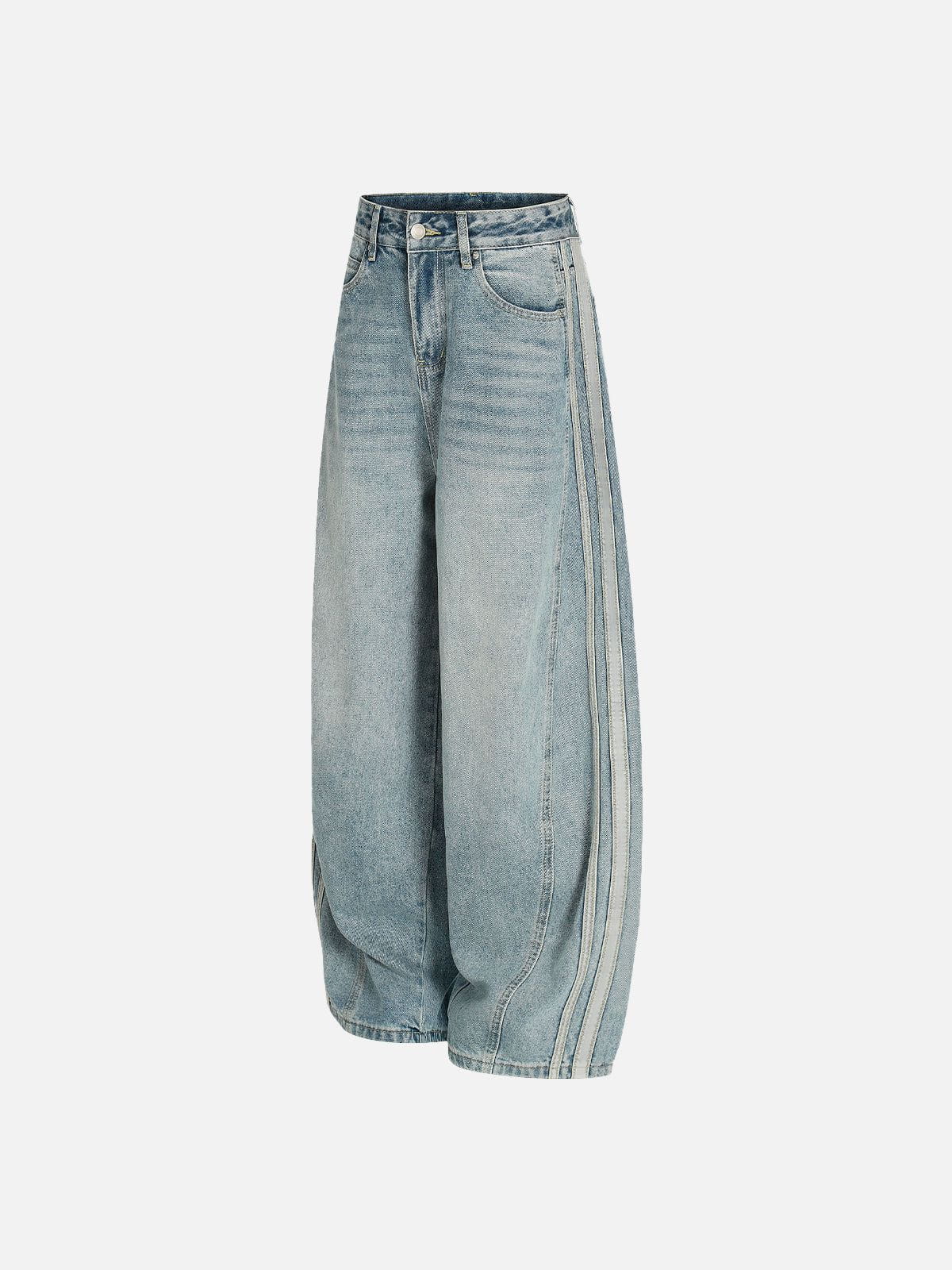 Aelfric Eden Stripe Whiskering Baggy Barrel Jeans - Image 4