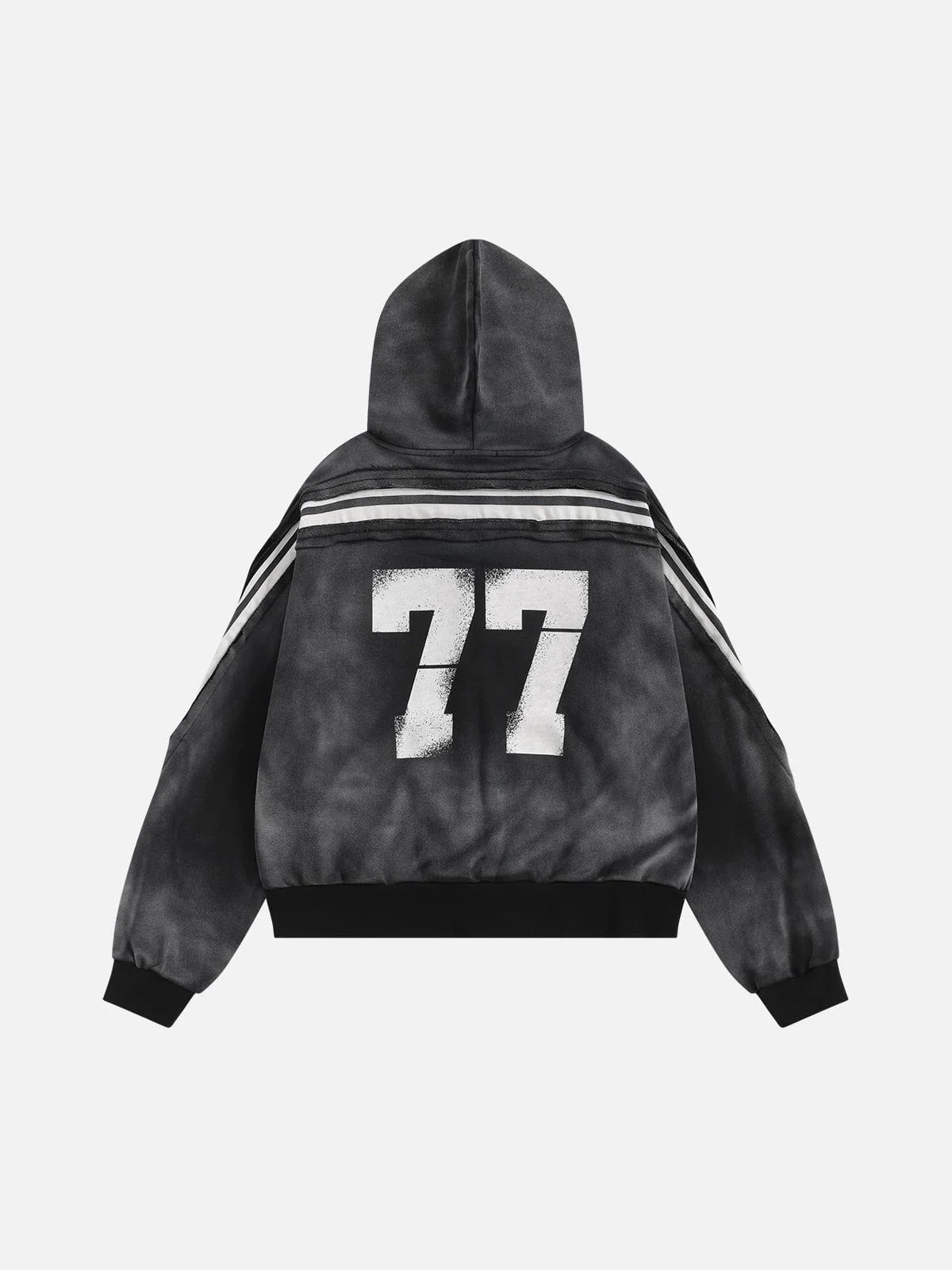 Aelfric Eden Boxy fit 77 Stripe Zip Hoodie – Acid Wash - Image 3