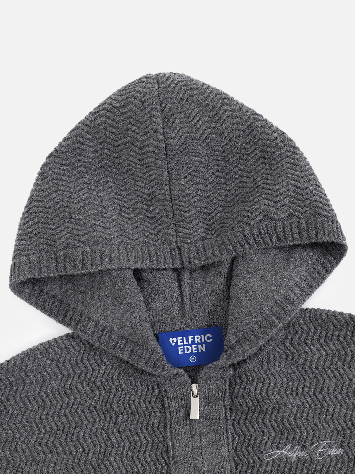 Aelfric Eden Wavy Knit Zip Up Hoodie - Image 4